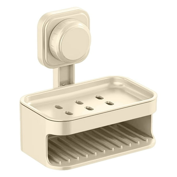 Double Layer Soap Dish for Shower , Wall Mounted Bar Soap Holder Suction Cup 2 Layer Self Draining Soap Case Sponge Holder for Shower Bathroom, Tub And Kitchen Sink, Drill-Free Tray Ciozy