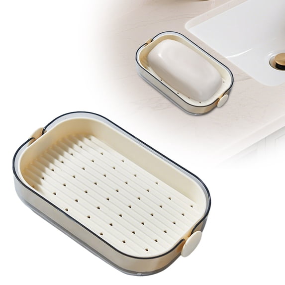 Double Layer Soap Storage Rack - Bathroom Countertop Soap Box with Drain Tray, Household Soap Organizer Holder for Sink, Kitchen, Hotel Bathroom Decor