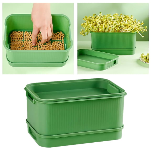 Double Layer Sprouting Tray, Stackable Hydroponic Sprouter for Kitchen, Home Gardening and Indoor Growing 9.06in