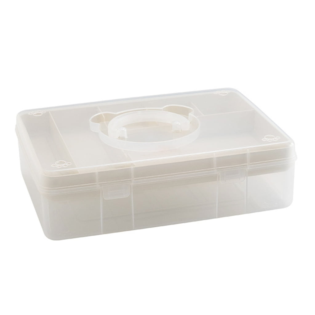 Double Layer Stackable Carry Box Clear Plastic Organizer Storage Box ...