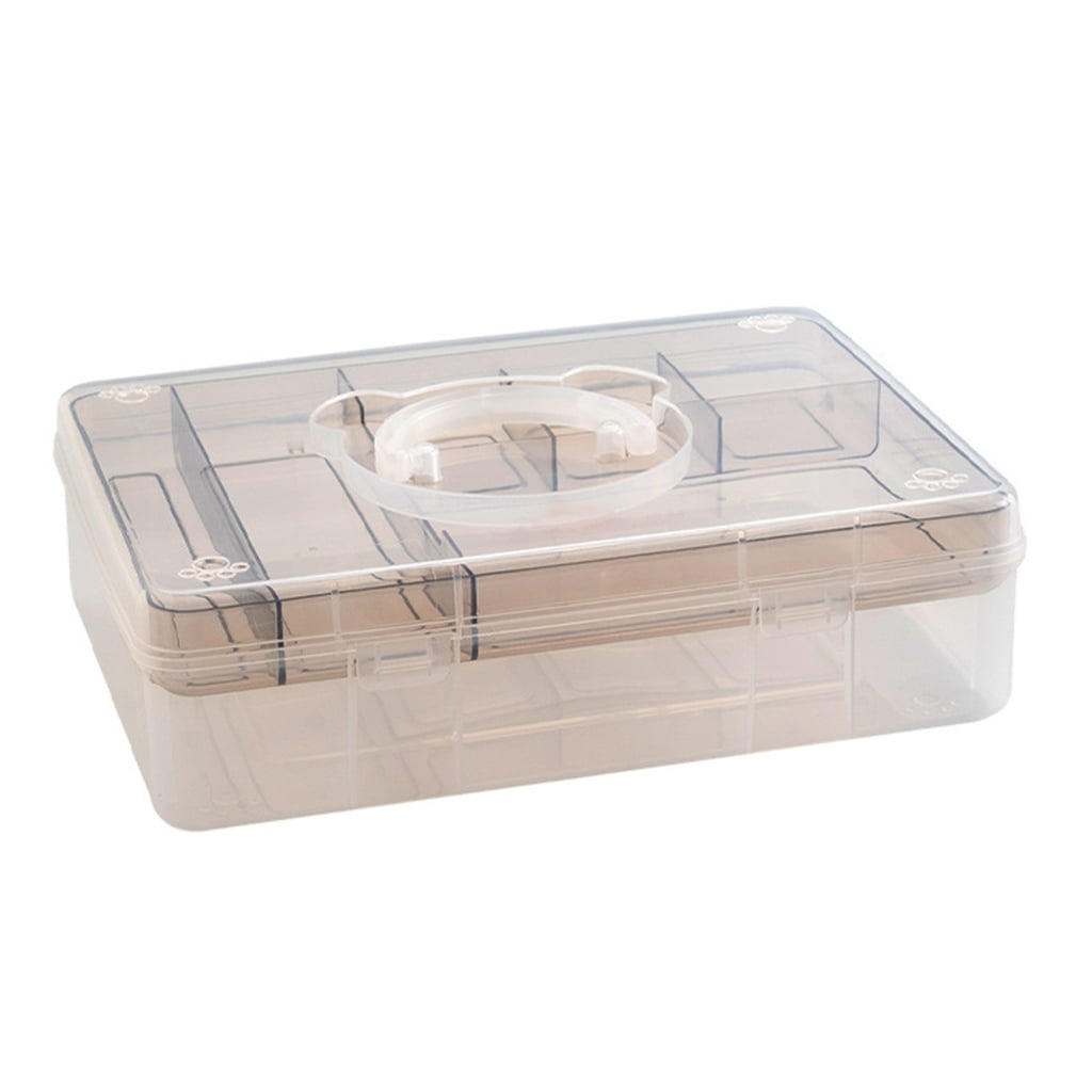 Double Layer Stackable Carry Box Clear Plastic Organizer Storage Box ...