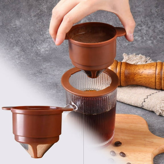 Double Layer Stainless Steel Coffee Filter Cup | Drip Brew Design | Reusable Portable Paperless Filter Screen | Fine Mesh Strainer for Coffee Tea | 1 Pack