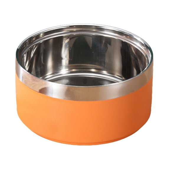 Double Layer Stainless Steel Dog Bowl Non Slip Anti Tipping, Large Capacity Pet Feeder for Cats and Dogs, Rust Proof Easy Clean,S,Orange