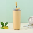 thumbnail image 1 of Double-Layer Stainless Steel Portable Thermos Cup With Flip Lid (Yellow), 1 of 9