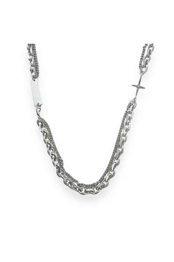 Double Layer Star Link Chain Necklace for Men Women Hip Hop Unisex Style