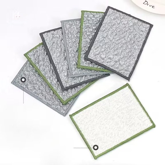 Double Layer Steel Wool Dish Towel - High Absorbency Kitchen Cleaning Cloth for Efficient Dishwashing and Household Cleaning