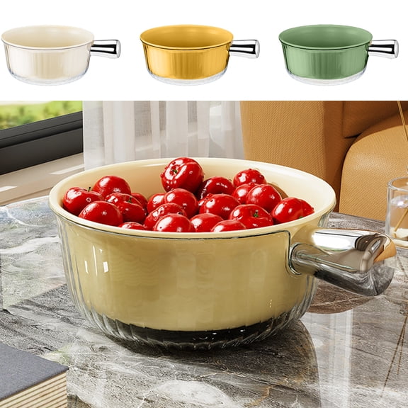 Double Layer Strainer Basket for Kitchen | Polypropylene Drainage Bowl with Ergonomic | Versatile Rinse & Serve Colander | White Yellow Green | 7.8"x6.1"x2.8" | Easy Clean, Efficient Produce