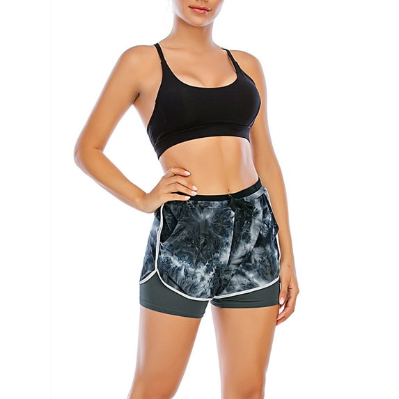 Double Layer Summer Women Casual High Waist Sport Yoga Fitness Shorts Running Hot Pants Solid Color