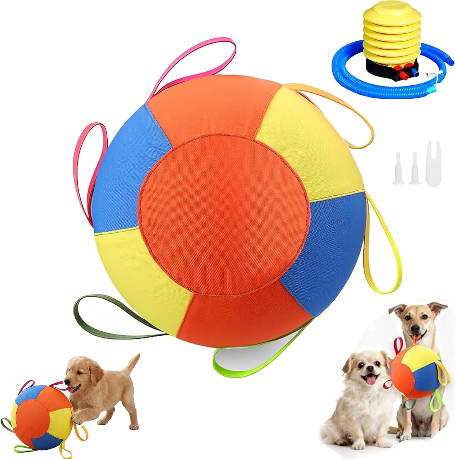 Double-Layer Tear Resistant Herding Ball for Dogs, Inflatable Calming Jumbo Dog Toy with Cover and Pump for Outdoor Exercise (1 Piece Blue)