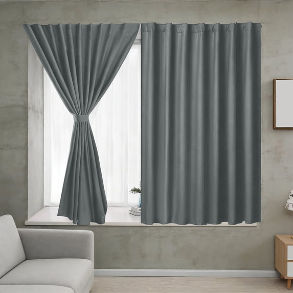 Double Layer Thermal Blackout Curtains No Drill No Tools Window Coverings, Room Darkening Drapes for Bedroom, Light Blocking, 39x27 Inch