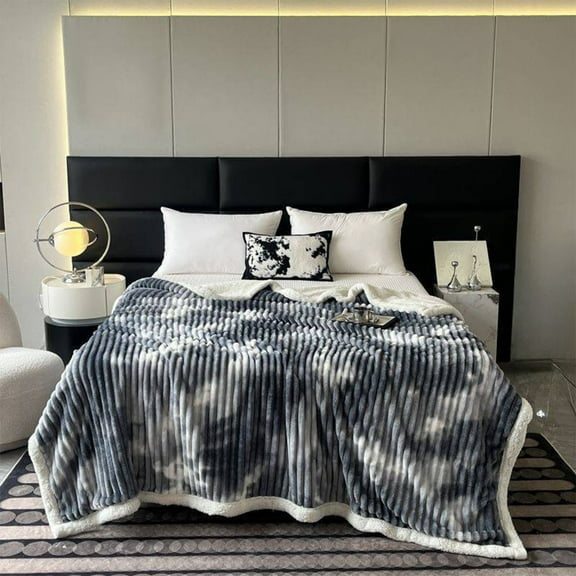 Double Layer Thickened Blanket,Lamb's Wool Fleece Throw,Soft Flannel Nap Blanket,Warm Plush Cover,For Bed Sofa Couch,Lightweight Bed Blanket,Machine Washable