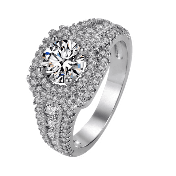 Double-Layer Tiger Claw Square Zircon Ring – Stylish and Modern Jewelry