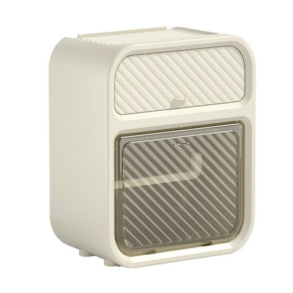 Double Layer Tissue Box Wall Sticker Waterproof Portable Storage Box with Drawer White