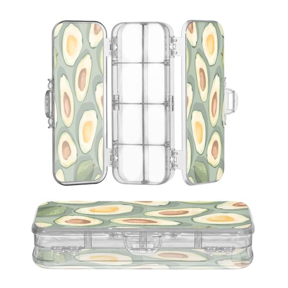 Double Layer Transparent Pen Case Clear Pencil Box Pencil Box Pencil Cases Suitable for Office Work, Outings and Tourism Avocado