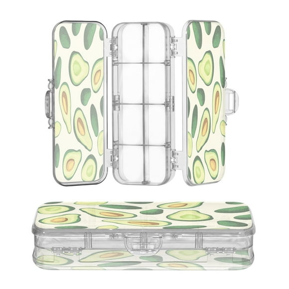 Double Layer Transparent Pen Case Clear Pencil Box Pencil Box Pencil Cases Suitable for Office Work, Outings and Tourism Green Avocados