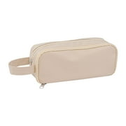 Double Layer Transparent Pencil Case, Large Capacity Window Stationery Box — 8.3x2.8x3.9 Inch Canvas Pouch, Desktop Organizer for Campus Teens