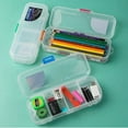 thumbnail image 1 of Double Layer Transparent Plastic Pencil Case Organizer | Double-sided Double-open Storage Box | Multifunctional Stationery Container for Pens, Pencils, Erasers | 21x9x4.8cm | Clear, 1 of 1
