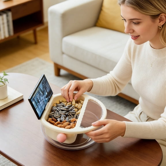 Double Layer Transparent Snack And Food Storage Container For Chips And Party Snacking 19Cm Home Decor