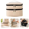 thumbnail image 1 of Double Layer Travel Makeup Bag, Oxford Fabric Cosmetic Organizer with Handle, Portable Large Capacity Toiletry Bag for Women, 1 of 5