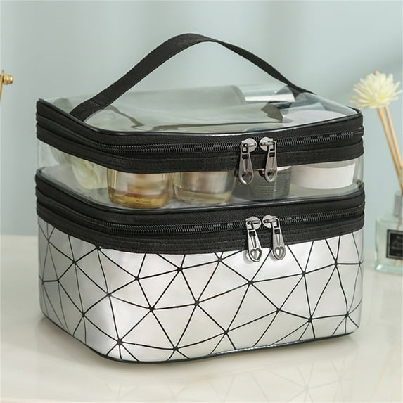 Double Layer Travel Makeup Bags for Women - Versatile Cosmetic Organizer and Toiletry for Efficient Cosmetics Storage