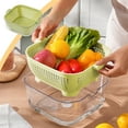 thumbnail image 1 of Double Layer Vegetable & Fruit Colander Basket with Lid | Plastic Draining & Storage Container for Kitchen, Picnics & Refrigerator | 4 Color Options, 1 of 6
