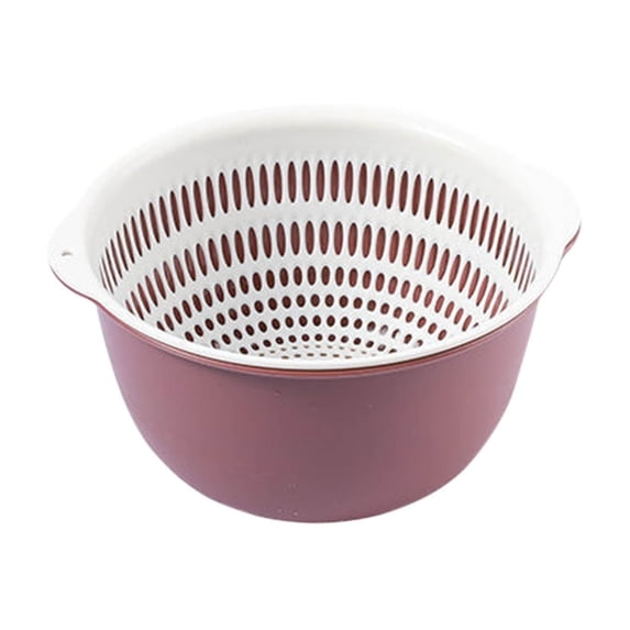Double Layer Vegetable & Fruit Drainage Basket | Multi-purpose Plastic Washing Bowl with Perforated Drainage, Handle, and Space-Saving Stacking Design