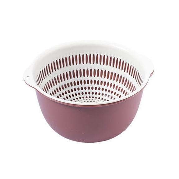 Double Layer Vegetable Washing Basin, Oimcto Nestable/Detachable Double Layer Design, Built-In Draining Feature Separates Water from Produce, Lightweight & Durable, Easy to Clean, Violet