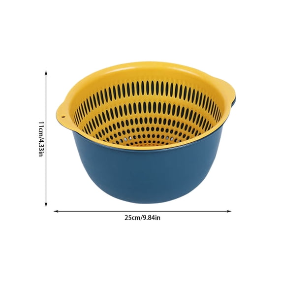 Double Layer Vegetable Washing Basket with Drainage Holes for Home Cooking, Multifunctional Plastic Bowl for Fruit Platter, Space-Saving Storage Solution, Easy to Hold Design