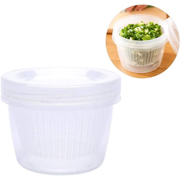 Double Layer Vegetables Sealed Keeper,Vegetable Storage Box with Removable Basket,Plastic Draining Crisper for Onion,Ginger,Garlic