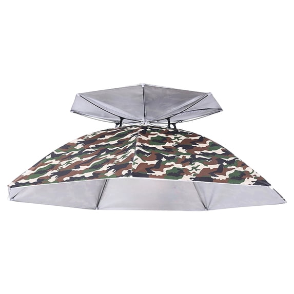Double Layer Ventilated Fishing Umbrella Hat, Windproof Overhead Sun Shade for Outdoor Work, Large Folding Sun Protection Hat for Camping and Yard Tasks