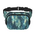 thumbnail image 1 of The Double-Layer Waist Bag Features A 6.3×9.1×2.8in Nylon Zipper And A Pull With A Zipper Compartment Realistic Forests Camouflage Pattern Conifer Paleturquoise_1, 1 of 8