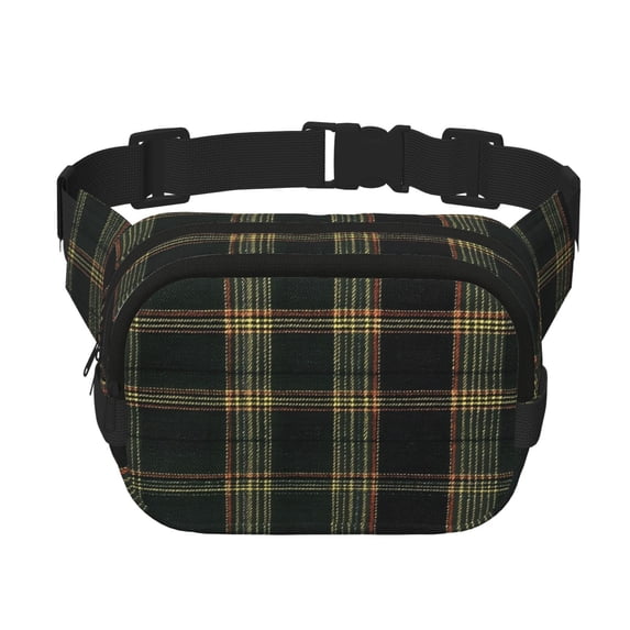 The Double-Layer Waist Bag Features A 6.3×9.1×2.8in Nylon Zipper And A Pull With A Zipper Compartment Springgreen Buffalo Plaid Check Tartan Scotland_99154_3