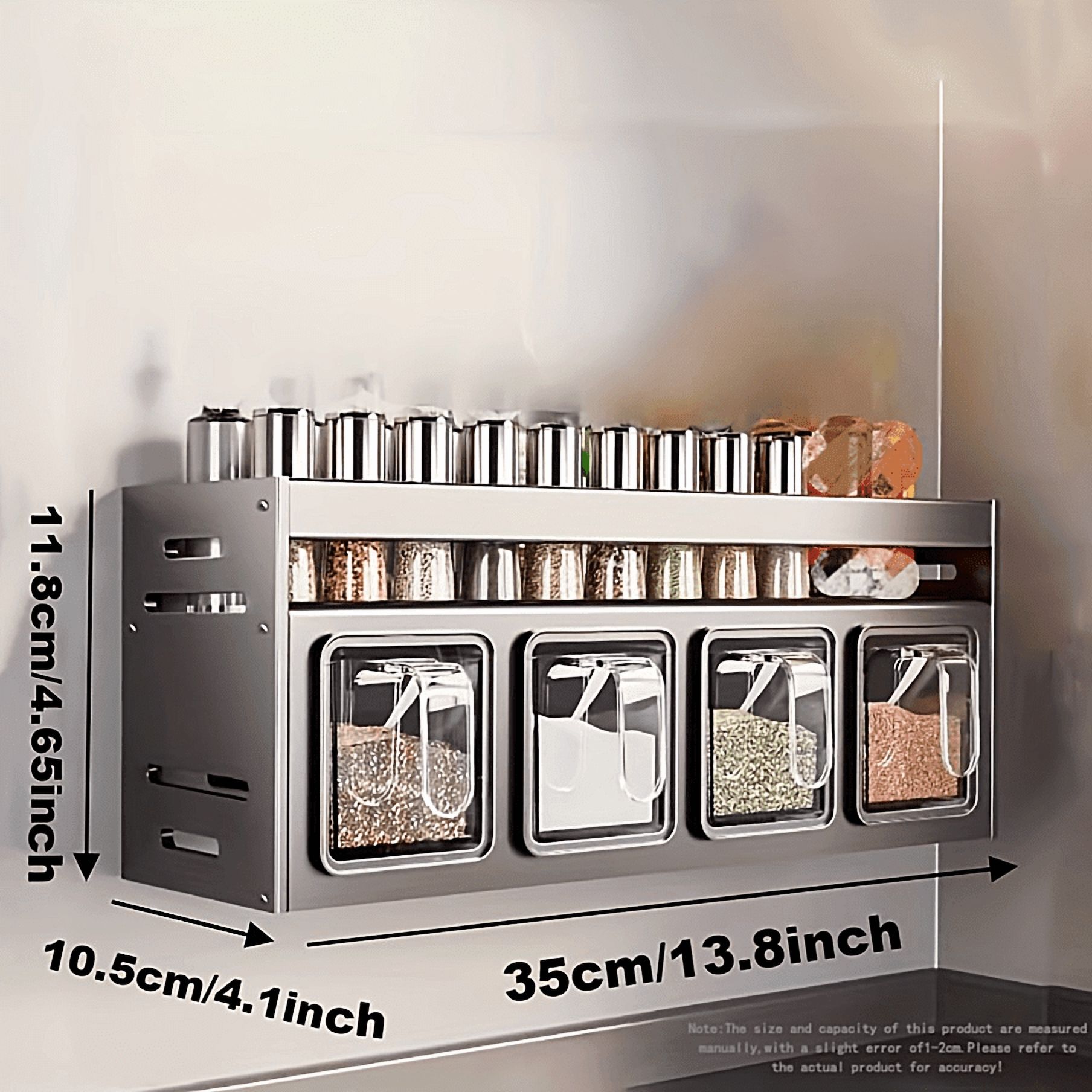 Scoop Rack Double Layer Wall Mounted Spice Rack - Space-Saving Aluminum, Anti-Rust ...