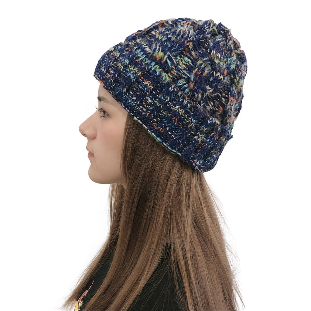 Double Layer Warm Plush Winter Knit Hat for Cold Weather, Slouchy and