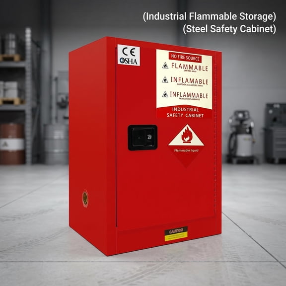 Double-Layer Welded Steel Flammable Storage Cabinet, Flammable Liquid Storage Cabinet for Factories Laboratories Warehouses, Explosion-Proof Flammable Safety Cabinet with Adjustable Shelves