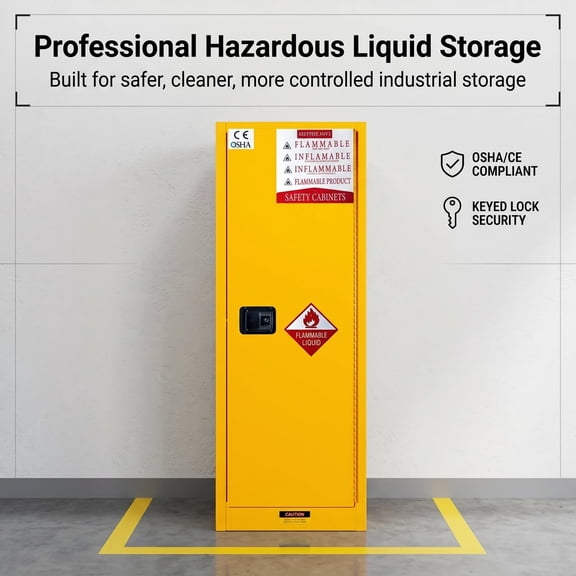 Double-Layer Welded Steel Flammable Storage Cabinet, Flammable Liquid Storage Cabinet for Laboratories and Warehouses, CE OSHA Flammable Safety Cabinet with Adjustable Shelves