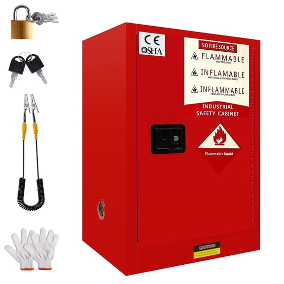 Double-Layer Welded Steel Flammable Storage Cabinet, Flammable Liquid Storage Cabinet for Laboratories and Warehouses, CE OSHA Flammable Safety Cabinet with Adjustable Shelves