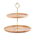 thumbnail image 1 of Double-Layer Wooden Cake Stand | 2-Tier Dessert Display & Fruit Tray | Elegant Wood Color Home Decor for Parties & Dining, 1 of 2