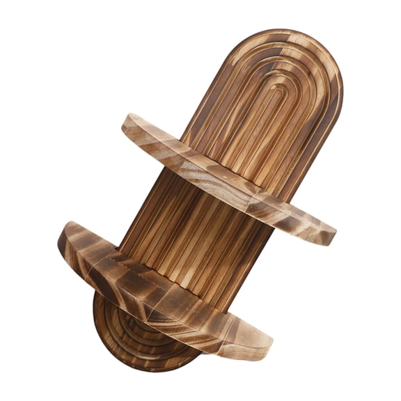 Double Layer Wooden Wall Shelf Oval Shape Plant Display Floating Rack Organizers for Bathroom Bedroom Kitchen Storage