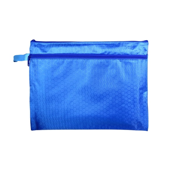 Double Layer Zipper File Bag, Plastic Expandable File Organizer Folder(No Divider), Waterproof Document Holder File Storage Organizer for Receipt/Paper/Bill/Taxes, for Office Home(Blue,13.6x9.8")