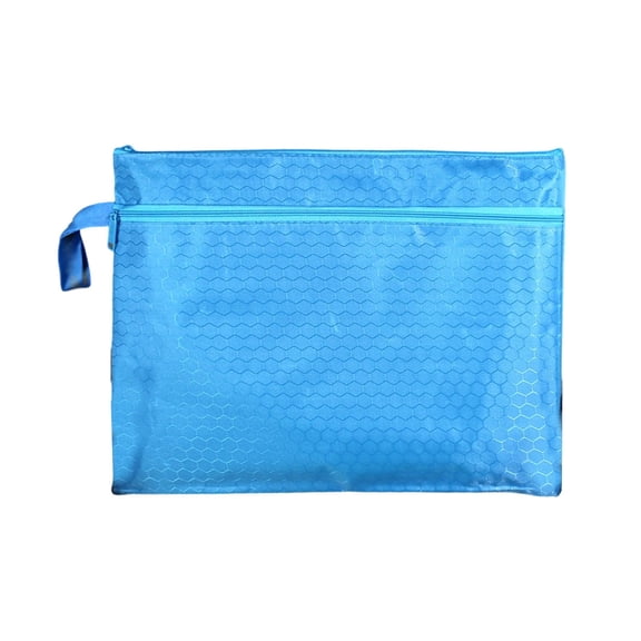 Double Layer Zipper File Bag, Plastic Expandable File Organizer Folder(No Divider), Waterproof Document Holder File Storage Organizer for Receipt/Paper/Bill/Taxes, for Office Home(Blue1,13.6x9.8")