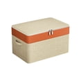 thumbnail image 1 of Double Layer Zipper Storage Bag, Large Capacity Clothes & Quilt Organizer, Portable Wardrobe Box with Reinforced Handle, Beige, 1-Pack, 1 of 7