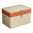 thumbnail image 1 of Double Layer Zipper Storage Bag, Large Capacity Clothes & Quilt Organizer, Portable Wardrobe Box with Reinforced Handle, Beige, 1-Pack, 1 of 6