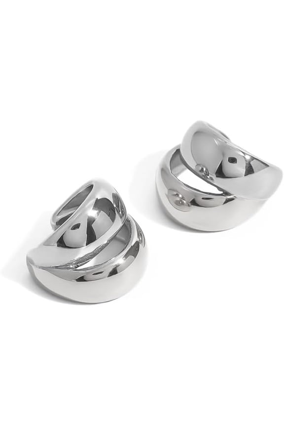 Double Layered Ear Cuff Earrings for Women Minimalist Two-Toned Huggie Hoops Non-piercing Cartilage Tragus Earrings Fashion Ear Jewelry