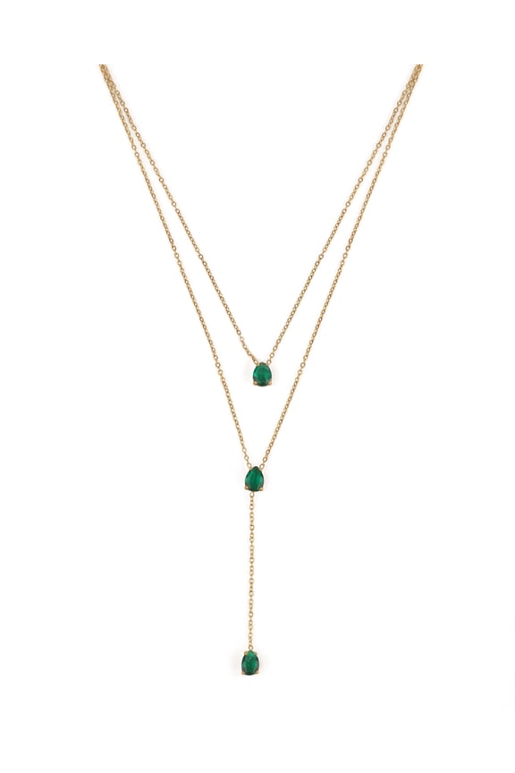 Double Layered Emerald stone Neckalce
