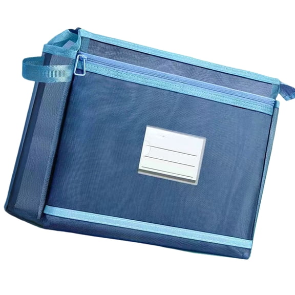 Double Layered File Bag Document Organiser with Clear Label Window Book Carrying Case Document Folder with Handle