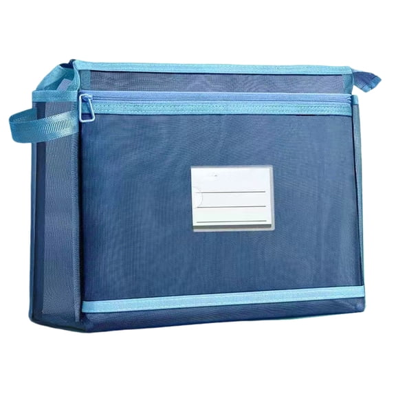 Double Layered File Organiser Bag with Label Window Large Capacity Document Folder Bag Book Organiser Bag With Handle