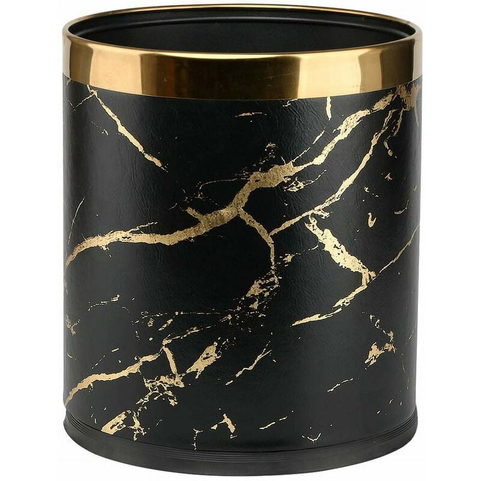 Double Layered Metal Trash Cans, 10 Liter Trash Cans With Marble Texture For Bedrooms, Bathrooms ...