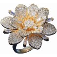 thumbnail image 1 of Double Layered Rhinestone Flower Ring for Women Cubic Zirconia Geometry Sunflower Wrap Finger Band Adjustable Open Bands Rings Engagement Jewelry, 1 of 9