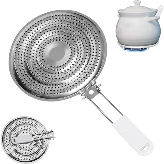 Double Layers Heat Diffuser for Gas Stove,Stainless Steel Heat Diffuser for Glass Cooktop with Cool Touch Handle,Even Heat Distribution Heat Diffuser for Electric Stove